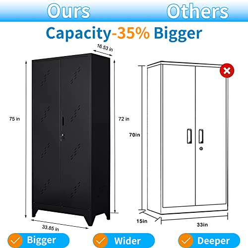 75" Metal Storage Cabinet with Lock