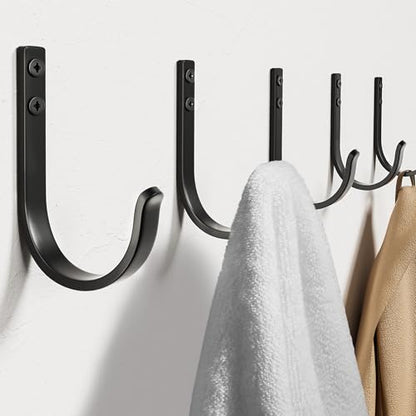 20 Pack Door Hooks for Coat and Towel Black