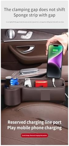 Car Seat Organizer Car Leather Seat Gap Multifunction Crevice Water Cup Holder Storage Box Compatible with Tesla Compatible with Model 3 Compatible with Model Y