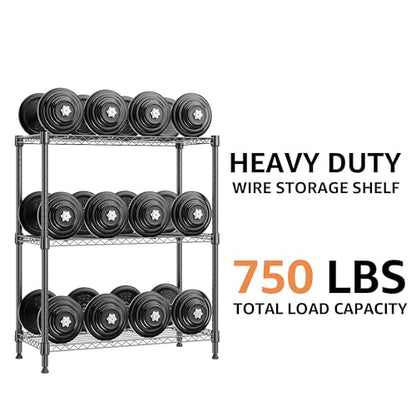 750 lbs 3 Tier Storage Rack Metal Wire Shelving Unit (3 Count)