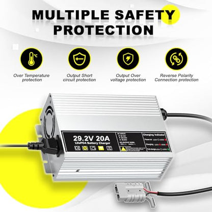 29.2V 20A LiFePO4 Battery Charger 24V 20A Rechargeable Charger for Lithium Iron Phosphate Battery