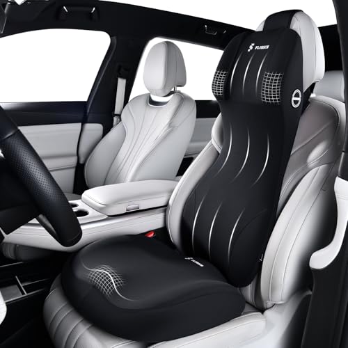Car Seat Cushion and Lumbar Support Headrest Pillow Memory Foam Ergonomic Car Cushion Back Neck Support Pillow Sciatica & Back & Tailbone Pain Relief Cushion for Car Seat Driving