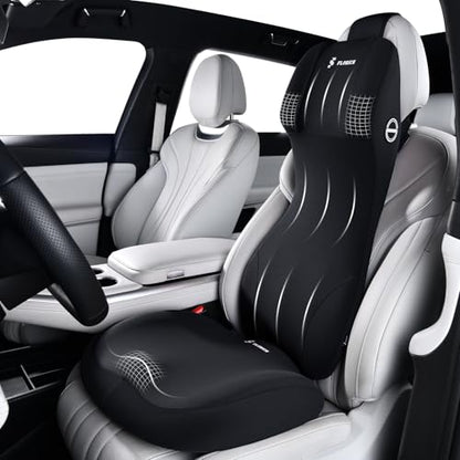 Car Seat Cushion and Lumbar Support Headrest Pillow Memory Foam Ergonomic Car Cushion Back Neck Support Pillow Sciatica & Back & Tailbone Pain Relief Cushion for Car Seat Driving