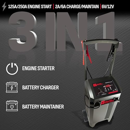 Farm & Ranch Wheeled Automatic 6A Car Battery Charger and 250A Engine Starter