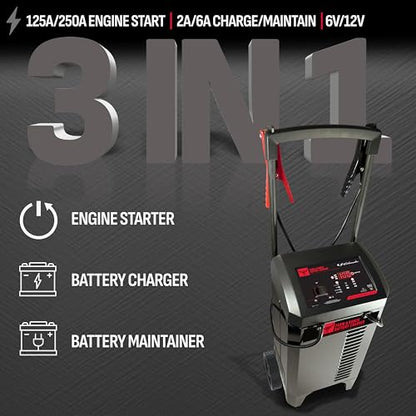Farm & Ranch Wheeled Automatic 6A Car Battery Charger and 250A Engine Starter