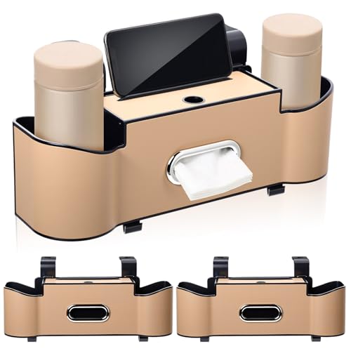 2 Pack Multifunctional Car Seat Back Storage Box Car Seat Back Organizer with Tissue Box (2 Count)