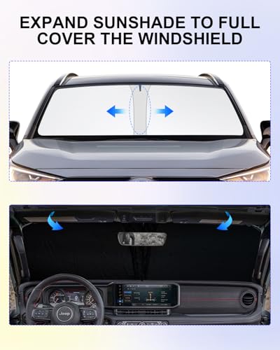 Foldable Front Sun Shade for Jeep Wrangler 2018