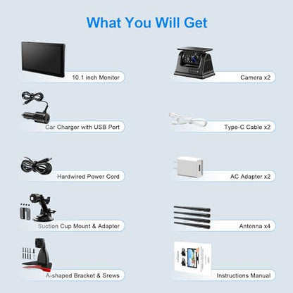 10" HD 1080P Magnetic Solar Wireless Backup Camera 1 Min DIY Install