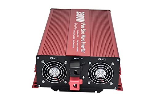 2500W Pure Sine Wave Inverter 12V to 120V AC with 2 AC outlets