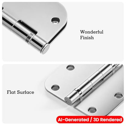 Rounded Door Hinges Polished Chrome 3.5 Inch 5 (12 Count)