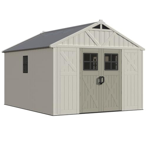 10x12 FT Resin Outdoor Storage Shed with Floor and Skylight