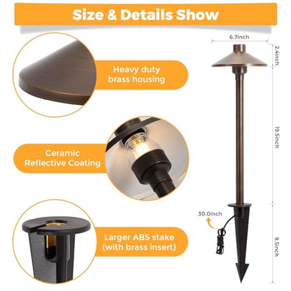 Solid Brass Low Voltage Landscape Pathway Lights (4 Count)