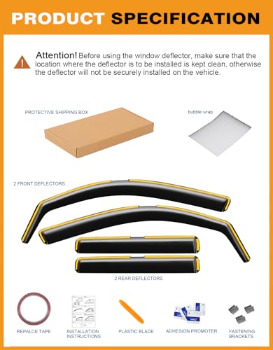 Window Visors Rain Guards for Toyota Tacoma 2024 (4 Count)