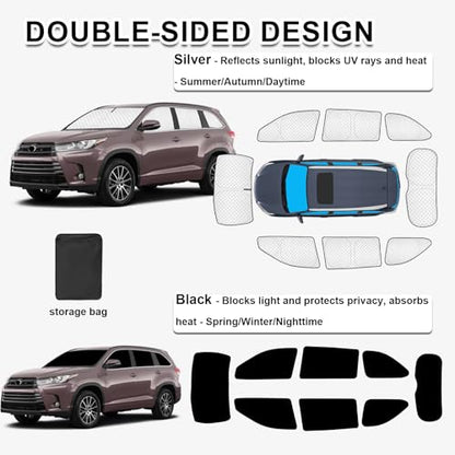 8pcs Thicken Sun Shades for Toyota Highlander 2014 (8 Count)
