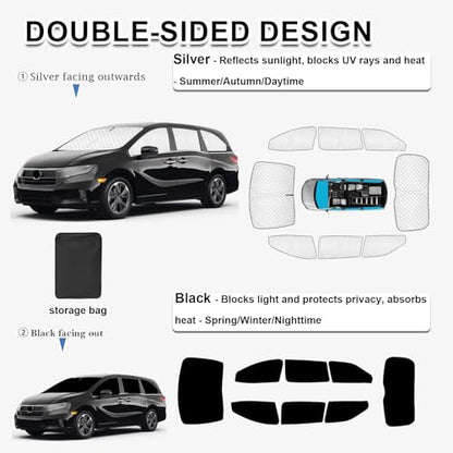 8pcs Thicken Sun Shades for Honda Odyssey Elite 2018