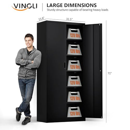 Metal Garage Storage Cabinet with 2 Doors and 5 Adjustable Shelves