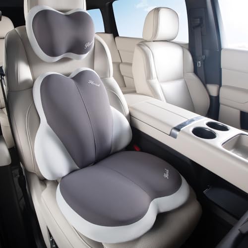 3 PCS Seat Cushion for Carseat Lumbar Support Pillow Car Neck Headrest Pillows Ultrathick Memory Foam Seat Pads Pressure Relief Back Cushion for Office Chair