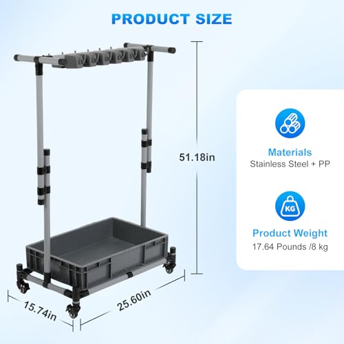 Broom and Mop Holder Freestanding Mobile Cleaning Tool Storage Rack