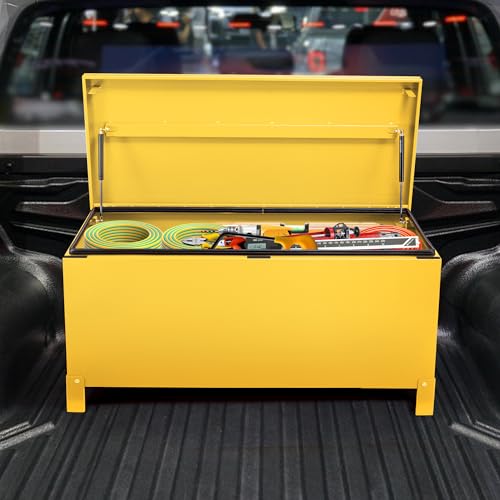 Large Tool Box Truck Bed Toolboxes Steel Heavy Duty Waterproof Free Assemble Tool Organizer Chest Cabinet Toolbox with Side Handles for Pick Up Trucks RV Trailer