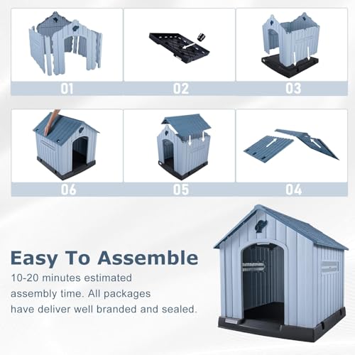Durable Waterproof Plastic Dog House for Small to Medium Sized Dogs