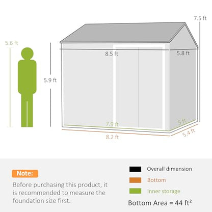 8' x 6' Outdoor Storage Shed Metal Garden Shed Window Brown