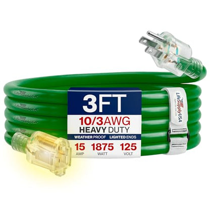 3ft Outdoor Indoor Extension Cord 10