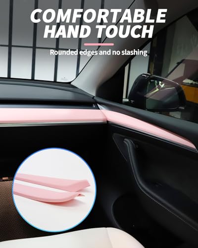 Dashboard Cover Wrap and Front Door Inner Armrest Panel Cover Trim Compatible with Tesla Model 3 2021