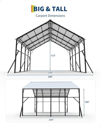 20x20x14 ft Metal Carport Kit