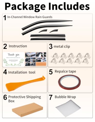 Tape on Window Visors Rain Guards for Toyota RAV4 2019 (6 Count)