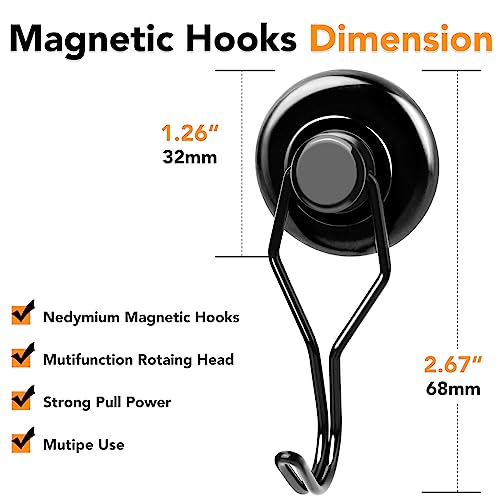 Magnetic Hooks 6 Pack 120Lbs Heavy Duty Neodymium Magnet Hook