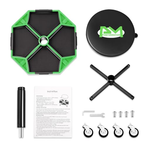 Adjustable Height Pneumatic Garage Seat Rolling Mechanic Stool with Tool Tray Storage