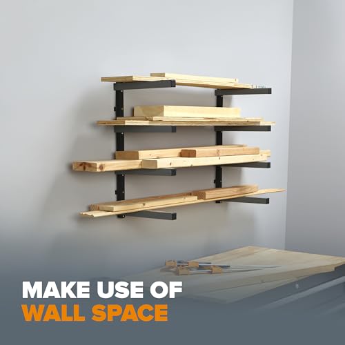 4 Level Lumber Storage Rack Wall Mount Wood Rack For Garage Organizer