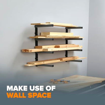 4 Level Lumber Storage Rack Wall Mount Wood Rack For Garage Organizer