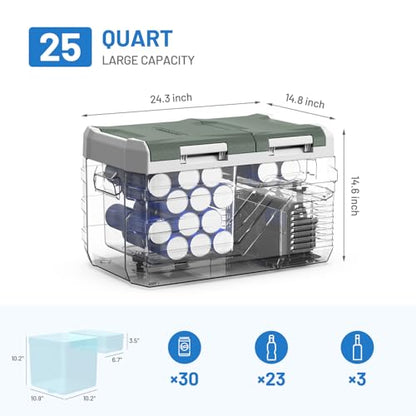 12 Volt Refrigerator Portable Refrigerator for Car 25 Quarts Car Fridge Portable 12V Dual Zone Fridge Freezer 12