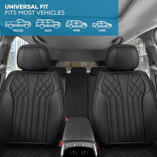 Curated Suede Diamond Leather Seat Covers for Cars & SUVs (2 Count)