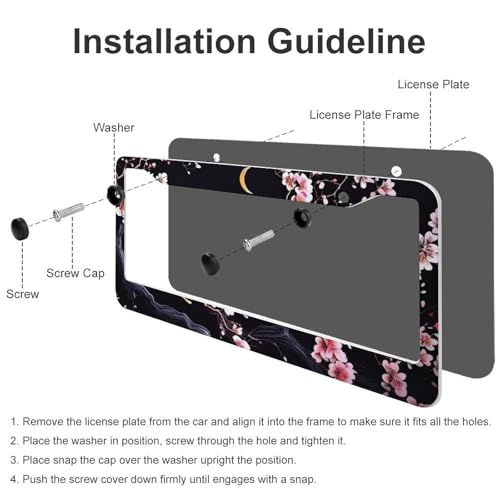 Flowers Plum Blossom Moon License Plate Frames