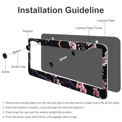 Flowers Plum Blossom Moon License Plate Frames