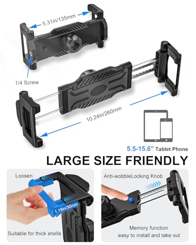 Rearview Mirror Tablet Holder for Car [Metal Magic Arm] Universal Metal Clip Rear View Mirror Tablet Mount