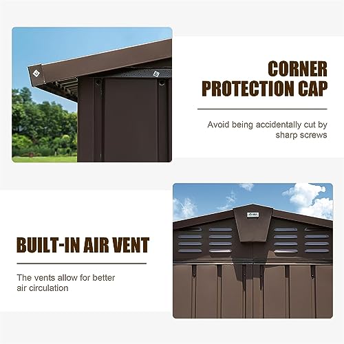 Large Galvanized Steel Storage Shed 11' x 9' with Windows & Lockable Door