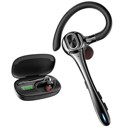 Bluetooth Headset Wireless Earpiece Earbuds with Noise Canceling Microphone 160H Standby Time Hands Free Headphones Single Ear Earphones for IOS Android Samsung Cell Phones Business Home Office Gaming