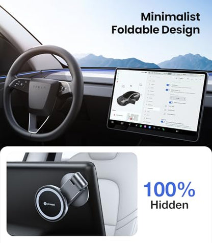 Tesla Phone Mount【Strongest Magnet Power】Foldable Hidden Tesla Phone Holder Fit for All Phone