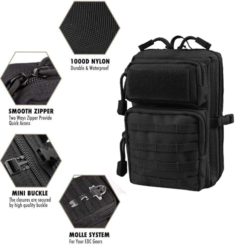 Universal Tactical Car Seat Back Organizer Bag Tactical Molle Vehicle Organizers Panel Vehicle Protector Organizers with 5 Detachable Pouches for Car Truck Ford Jeep