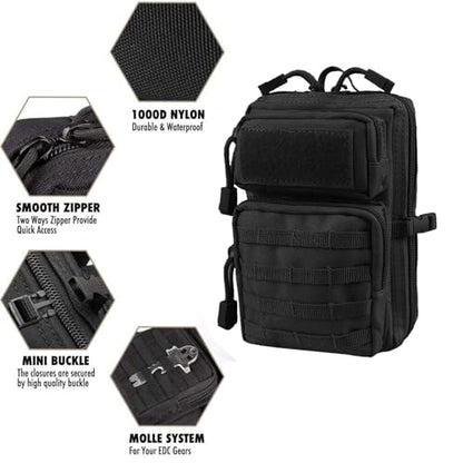 Universal Tactical Car Seat Back Organizer Bag Tactical Molle Vehicle Organizers Panel Vehicle Protector Organizers with 5 Detachable Pouches for Car Truck Ford Jeep