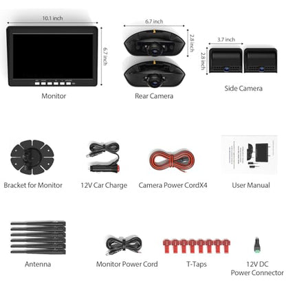 4 Camera Wireless RV Backup Camera System for Furrion Pre (4 Count, 1 Monitor)