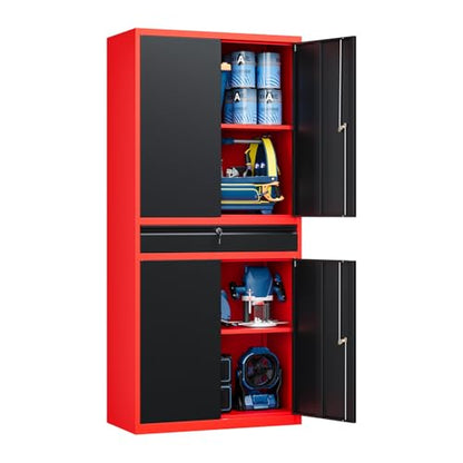 Metal Garage Storage Cabinet with Locking Doors and Adjustable Shelves