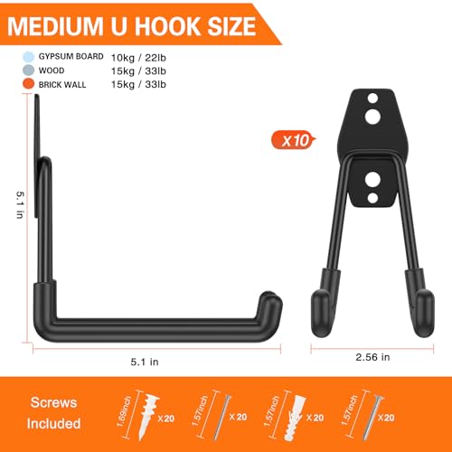 Garage Hooks Heavy Duty 10 Pack