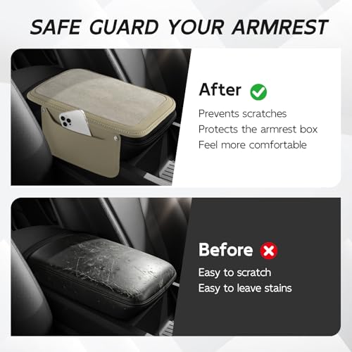 Car Leather Center Console Cover with 2 Storage Bags