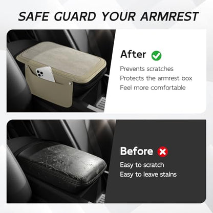 Car Leather Center Console Cover with 2 Storage Bags