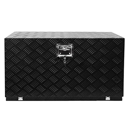 30 in Heavy Duty Aluminum Stripes Plated Tool Box Pick Up Truck Bed Rv Trailer Toolbox Diamond Plate Underbody Box Waterproof Square Storage Organizer With Side Handle