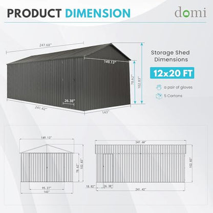 Domi 12'x20' Metal Garage Shed